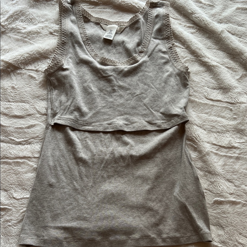 H&M Tan Lace Trim Nursing Tank Top